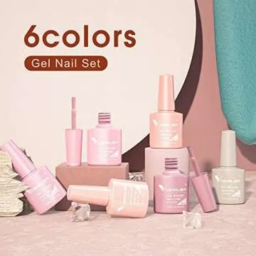 VENALISA Hema-Free Pink Gel Nail Polish Set- 6 Colors Popular Nude Pink Gel Polish Kit, Soak Off LED...
