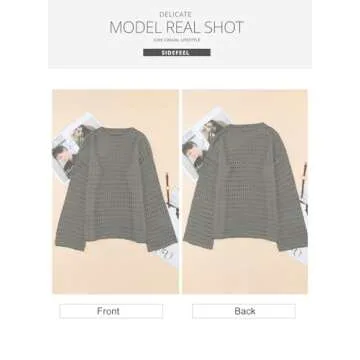 Sidefeel Womens Lightweight Crochet Hollow Out Sweater