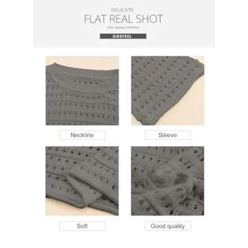 Sidefeel Womens Lightweight Crochet Hollow Out Sweater