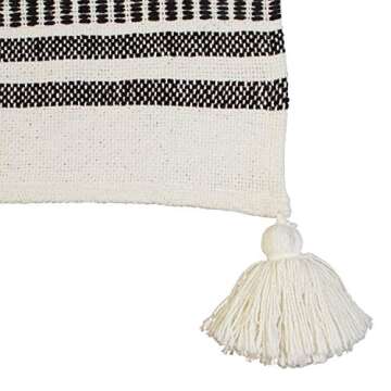 Amazon Brand – Stone & Beam Casual Jagged Global Design Throw Blanket - 60 x 50 Inch, Black / Ivory, Black & Ivory