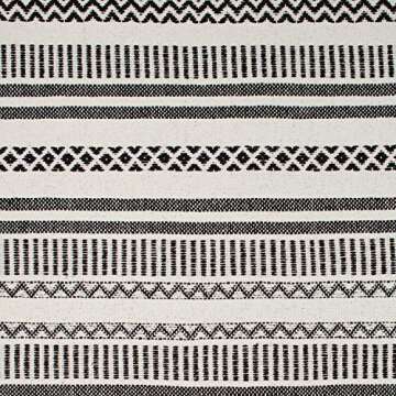 Amazon Brand – Stone & Beam Casual Jagged Global Design Throw Blanket - 60 x 50 Inch, Black / Ivory, Black & Ivory