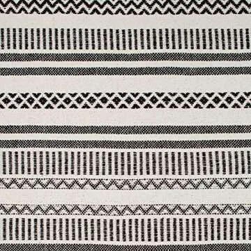 Amazon Brand – Stone & Beam Casual Jagged Global Design Throw Blanket - 60 x 50 Inch, Black / Ivory, Black & Ivory