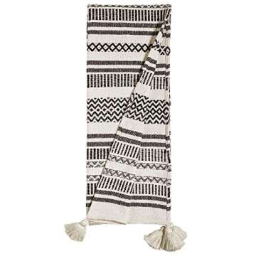 Amazon Brand – Stone & Beam Casual Jagged Global Design Throw Blanket - 60 x 50 Inch, Black / Ivory, Black & Ivory
