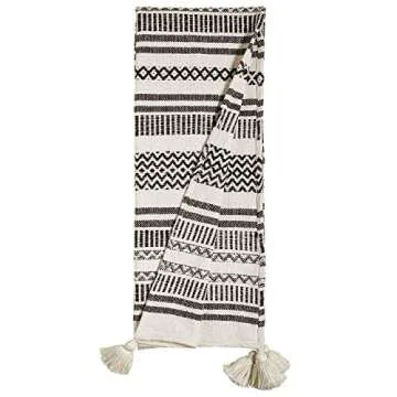 Amazon Brand – Stone & Beam Casual Jagged Global Design Throw Blanket - 60 x 50 Inch, Black / Ivory, Black & Ivory