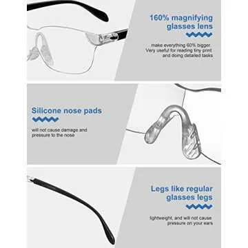 OKH 160% Magnifying Glasses Hands-Free For Crafts