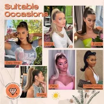 SEIKEA 16" Flipped Ponytail Extension Smooth Tangle-Resistant 90's Retro Wrap Around Pony Tail Hair Extensions Natural Soft Clip in Hair Extensions Ponytail Synthetic Fake Hairpiece, Black Brown