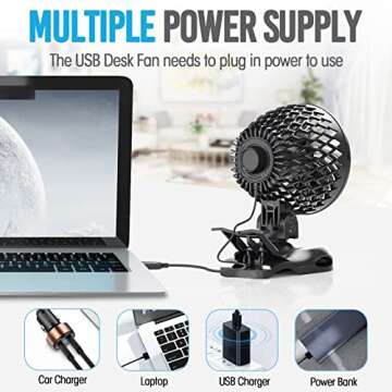 2023 New USB Desk Fan - USB Powered & Adjustable Speed