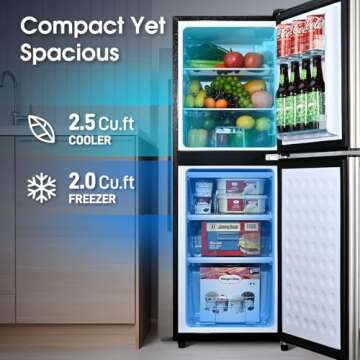 Anypro Fridge with Bottom Freezer and Drawer, 4.5 Cu.Ft Double Door Refrigerator with 7 Adjustable T...