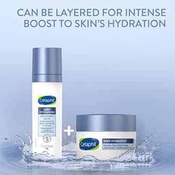 Cetaphil Deep Hydration Fragrance Free 48 Hour Activation Serum, 1 Fl oz, 48Hr Dry Skin Face Moisturizer for Sensitive Skin, With Hyaluronic Acid, Vitamin E & B5, Dermatologist Recommended