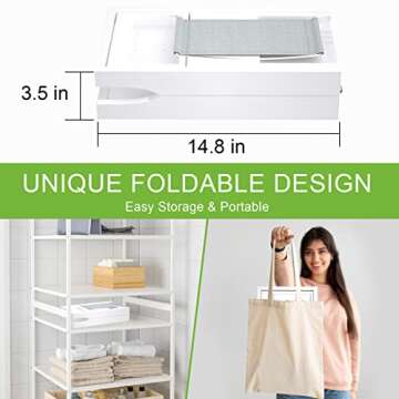 Artmalle Bathtub Caddy Tray - Expandable and Foldable Bath Tray for Tub, Luxury Bamboo Bath Caddy Tub Table, Bathtub Accessories with Book Holder and Free Soap Dish, White