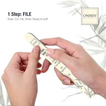 Onsen Secret Nail Care Kit - Japanese Nail Buffer and Shine Kit - Strengthening & Shining - Spa-Quality Manicure - Organic Ingredients - Long-Lasting Shine - Easy & Safe - w/Cuticle Care Serum - 1pk
