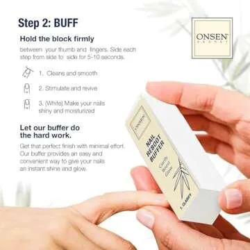 Onsen Secret Nail Care Kit - Japanese Nail Buffer and Shine Kit - Strengthening & Shining - Spa-Quality Manicure - Organic Ingredients - Long-Lasting Shine - Easy & Safe - w/Cuticle Care Serum - 1pk