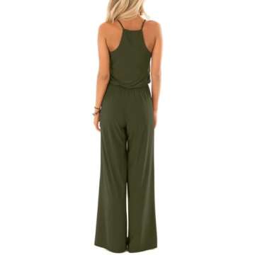 Lacozy Womens Casual Loose Sleeveless Spaghetti Strap Wide Leg Pants Jumpsuit Rompers