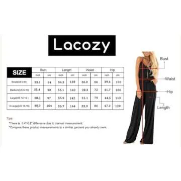 Lacozy Womens Casual Loose Sleeveless Spaghetti Strap Wide Leg Pants Jumpsuit Rompers