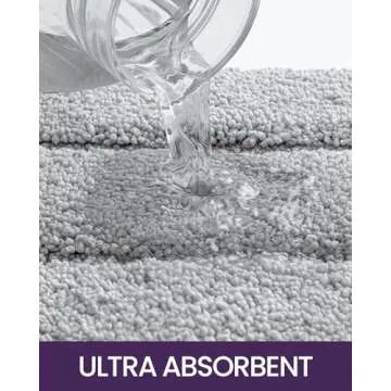 DEXI Bathroom Rug Mat, Non Slip Washable Soft Absorbent Mats, Rubber Backing Quick Dry Microfiber Rugs for Shower Floor, Bath Accessories Decor 32x20, Light Grey