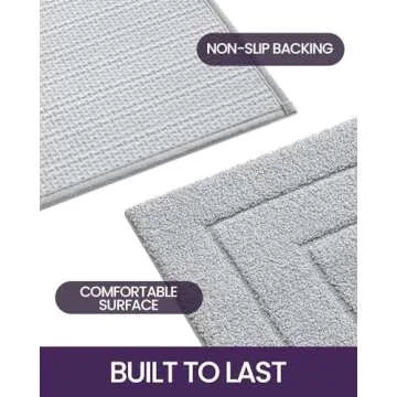 DEXI Bathroom Rug Mat, Non Slip Washable Soft Absorbent Mats, Rubber Backing Quick Dry Microfiber Rugs for Shower Floor, Bath Accessories Decor 32x20, Light Grey