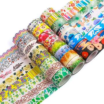 LEOTER Washi Tape Set - 24 Nature-Inspired Designs