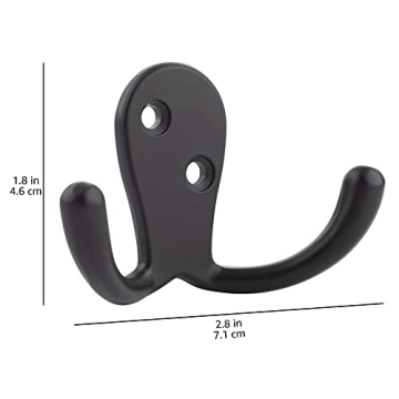 Amazon Basics 5-Pack Durable Zinc Coat Hooks in Black