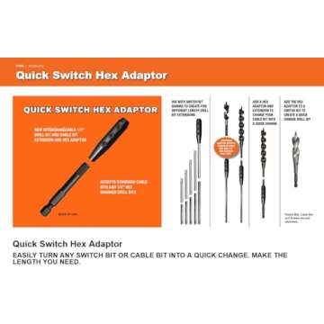 Eagle Tool US ETHXKIT187 Quick Switch Hex Adapter and Installer Drill Bit Extension Kit, 3/16-Inch, Made in The USA