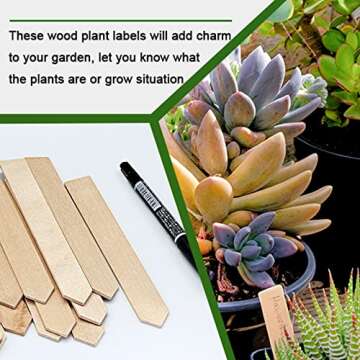 Zkptops 50Pcs Plant Labels 6 Inch Wooden Plant Tags Waterproof Garden Markers Plant Markers Garden Labels Sticks Eco-Friendly Wooden Plant Sign Stakes Sticks for Seed Pot Herbs Flowers Vegetables