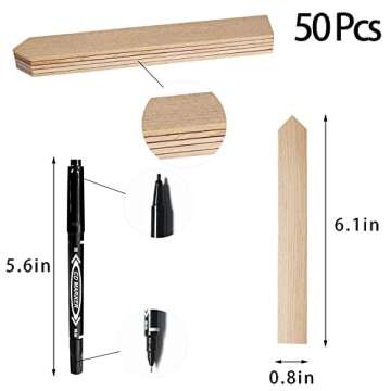Zkptops 50Pcs Plant Labels 6 Inch Wooden Plant Tags Waterproof Garden Markers Plant Markers Garden Labels Sticks Eco-Friendly Wooden Plant Sign Stakes Sticks for Seed Pot Herbs Flowers Vegetables