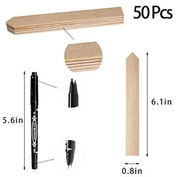 Zkptops 50Pcs Plant Labels 6 Inch Wooden Plant Tags Waterproof Garden Markers Plant Markers Garden Labels Sticks Eco-Friendly Wooden Plant Sign Stakes Sticks for Seed Pot Herbs Flowers Vegetables