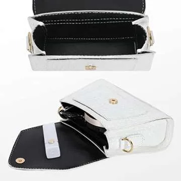 FRANSHION Women's Sling Handbag, White, 8.1 in x 3 in x 6 in, Nylon