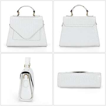 FRANSHION Women's Sling Handbag, White, 8.1 in x 3 in x 6 in, Nylon