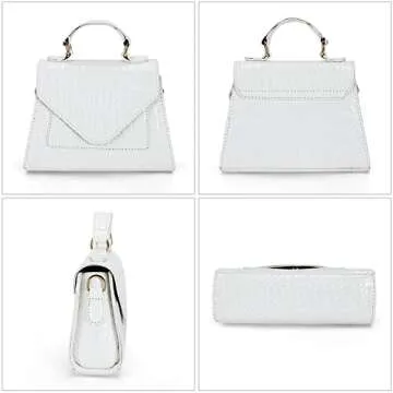 FRANSHION Women's Sling Handbag, White, 8.1 in x 3 in x 6 in, Nylon