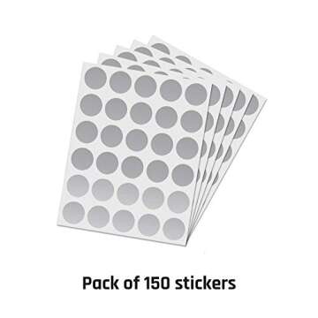150 Pack, 1" Scratch Off Stickers Labels, Round Circle - Silver
