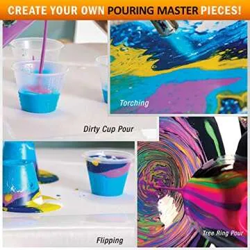 U.S. Art Supply Pouring Masters 8-Color Ready to Pour Acrylic Pouring Paint Set - Premium Pre-Mixed High Flow 8-Ounce Bottles - for Canvas, Wood, Paper, Crafts, Tile, Rocks and More