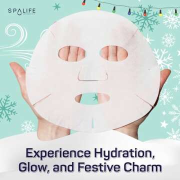 SpaLife Santa's Squad Hydrating Facial Masks - 12 Pack for Moisturizing and Soothing Beauty - Skinca...
