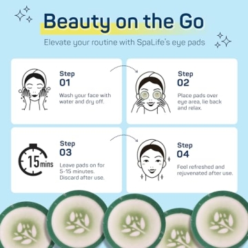 SpaLife Cooling Eye Pads - 48 Cucumber-Infused Pads for Dark Circles