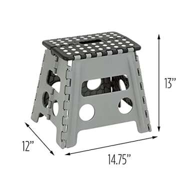 Honey-Can-Do TBL-02977 Folding Step Stool with Anti-Slip Surface, 12.8-Inch,Multicolor, 300 lbs