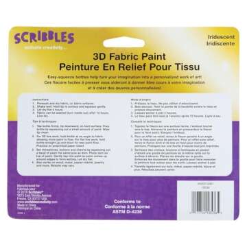 SCRIBBLES 18536 Dimensional Fabric Paint, Iridescent, 6-Pack, 1 oz