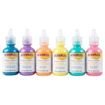 SCRIBBLES 18536 Dimensional Fabric Paint, Iridescent, 6-Pack, 1 oz