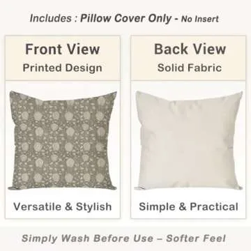 HERHOME Vintage Floral Block Print Decorative Throw Pillow Covers 18x18 Inch Set of 2 Green Outdoor Cottage Spring Summer Decor Cushion Cases Country Decorations for Home Room Couch