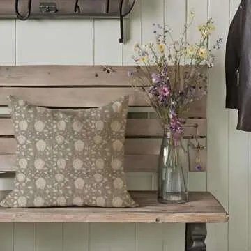 HERHOME Vintage Floral Block Print Decorative Throw Pillow Covers 18x18 Inch Set of 2 Green Outdoor Cottage Spring Summer Decor Cushion Cases Country Decorations for Home Room Couch