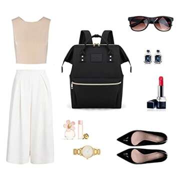 Tzowla Laptop Backpack for Women, Carry on Backpack, Durable Water Resistant, Light Weight, Reinforced Edges and Steel Frame, Metal Zippers, Travel, Black, 13.3 Inch