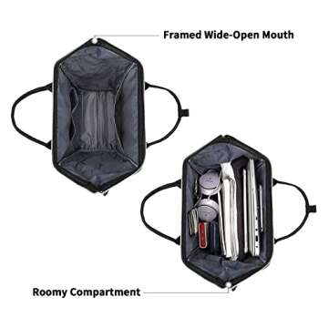 Tzowla Laptop Backpack for Women, Carry on Backpack, Durable Water Resistant, Light Weight, Reinforced Edges and Steel Frame, Metal Zippers, Travel, Black, 13.3 Inch