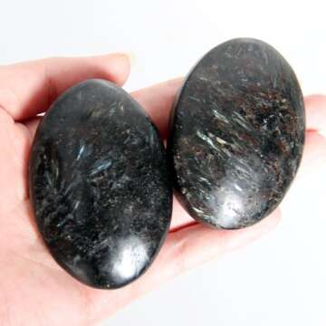 Orientrea 2PCS Astrophyllite Worry Stone- Healing Crystals, Astrophyllite Palm Stone, Natural Thumb ...