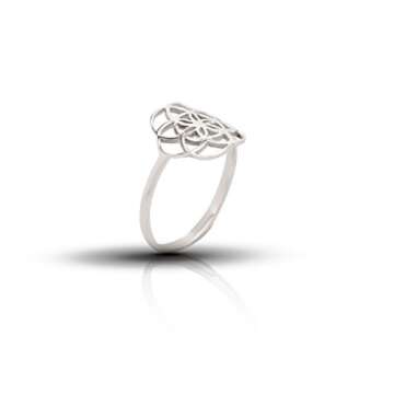 Seed of Life Ring Sterling Silver 925 Sizes US 6 7 8 9 Sacred Geometry Flower of Life Yoga Jewelry (...