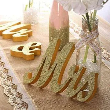 Wedding Decorations,Gold Mr and Mrs Signs Wedding Sweetheart Table Decorations, Wooden Freestanding Letters Wedding Shower Gift
