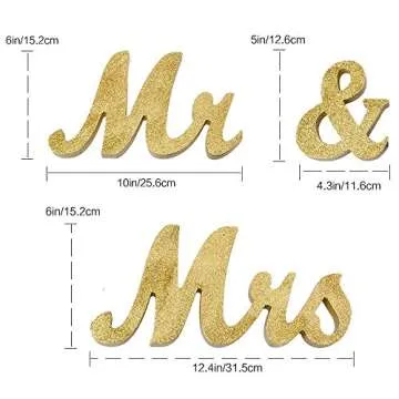 Wedding Decorations,Gold Mr and Mrs Signs Wedding Sweetheart Table Decorations, Wooden Freestanding Letters Wedding Shower Gift