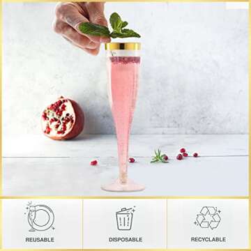 Chateau Fine Tableware Gold Rimmed Champagne Flutes 36 Pack