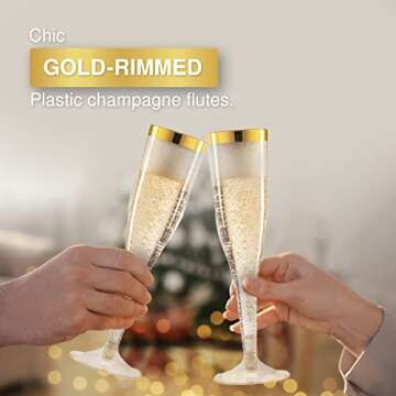 Chateau Fine Tableware Gold Rimmed Champagne Flutes 36 Pack