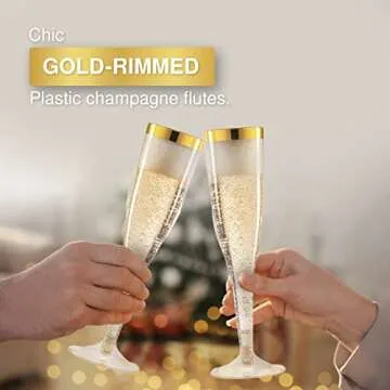 Chateau Fine Tableware Gold Rimmed Champagne Flutes 36 Pack