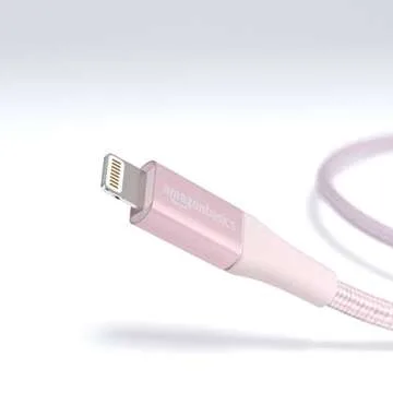 Amazon Basics Double Braided Nylon Lightning to USB Cable, Advanced Collection, MFi Certified Apple iPhone Charger, Rose Gold, 10 Feet