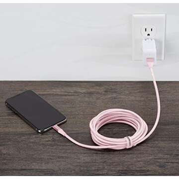 Amazon Basics Double Braided Nylon Lightning to USB Cable, Advanced Collection, MFi Certified Apple iPhone Charger, Rose Gold, 10 Feet