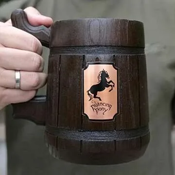 Prancing Pony Mug Wooden Beer Tankard for Gifts
